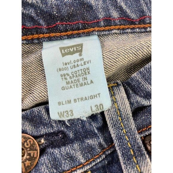 Circa 2005 Levi's Red Slim Straight Jeans Unique Rare Unisex - Size 33 * 30 - Picture 6 of 11